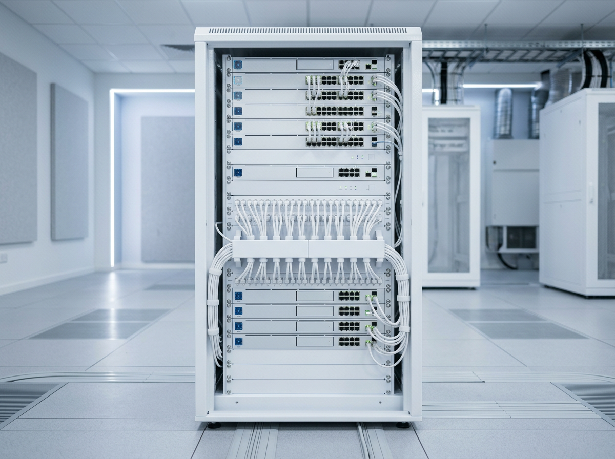 Elegantes Netzwerk-Rack mit moderner Technik