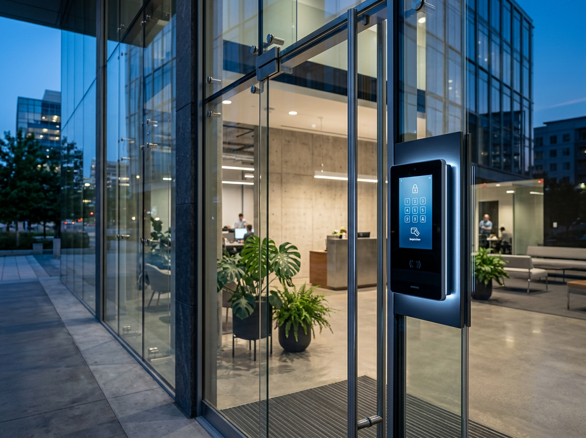 Türstation mit Touch-Display an Glaseingang